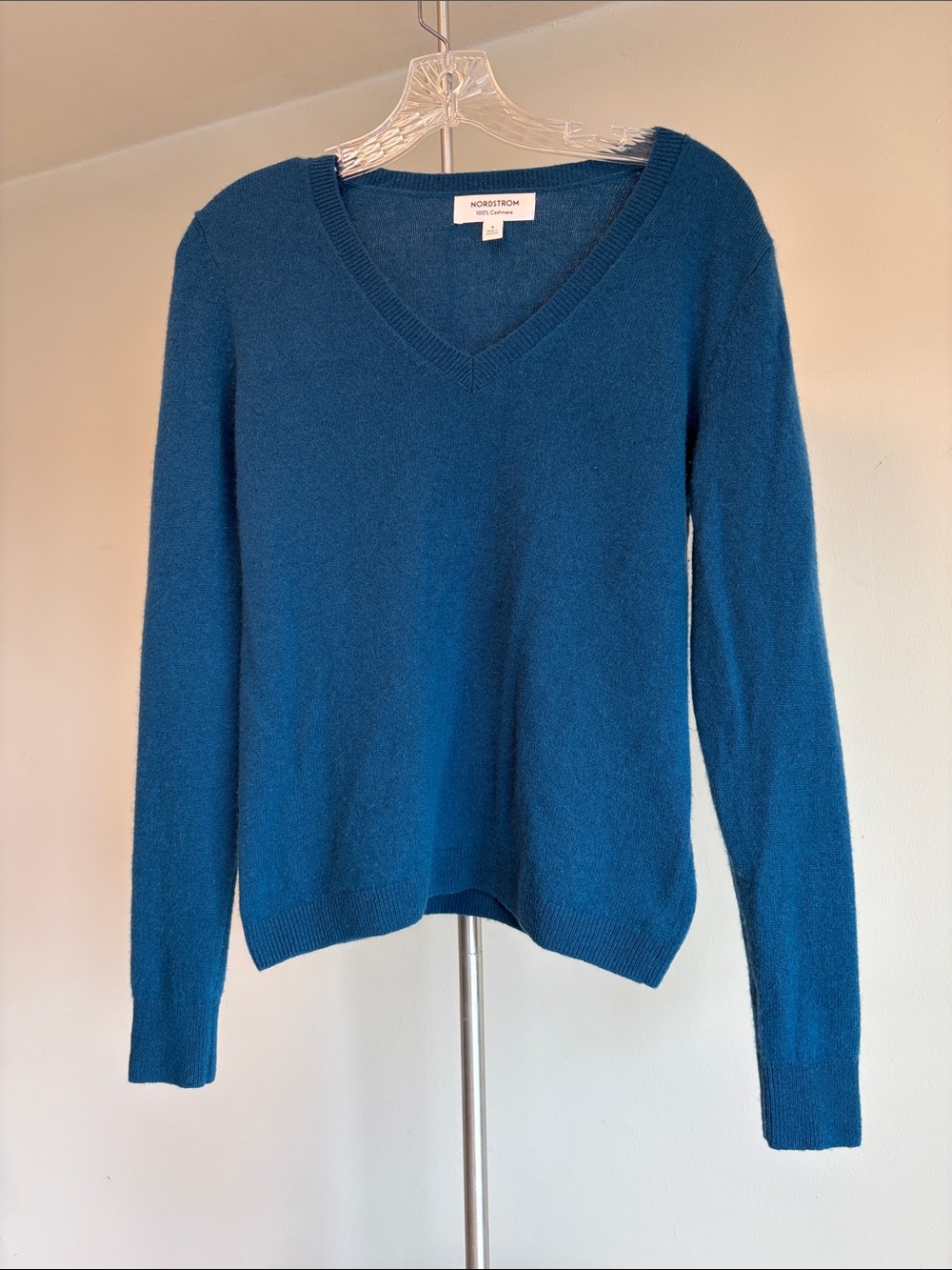 Nordstrom Teal V-Neck Women's Cashmere V Neck Sweater S